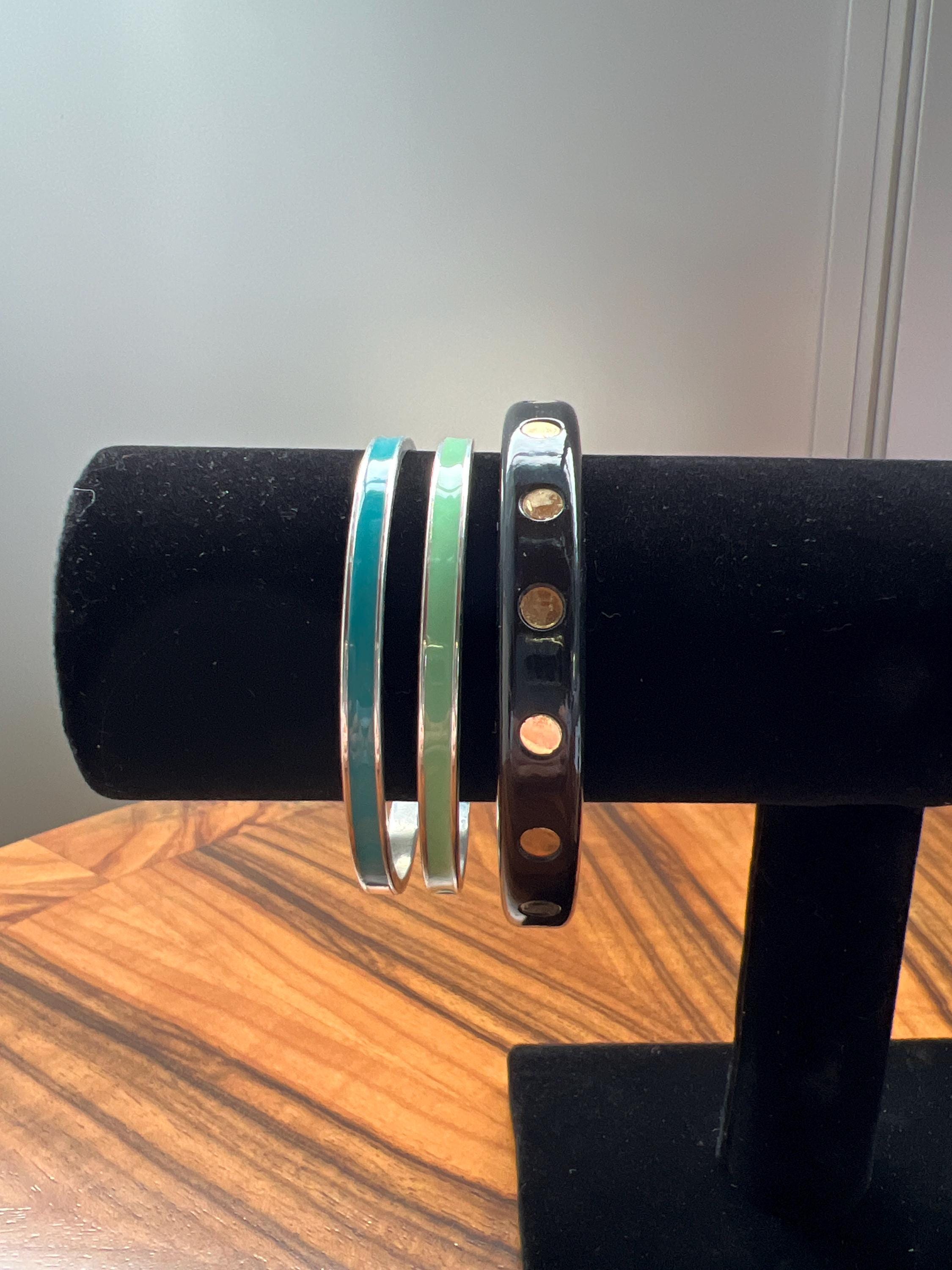 Vintage Bracelet Lot of 3 – Simple Enamel & Resin Bangles, Early 2000s ...