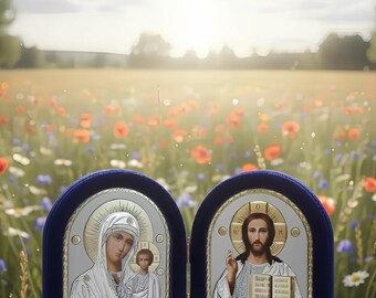 Jesus and Mary Christian Icon Pair – 8.66 x 5.12 in