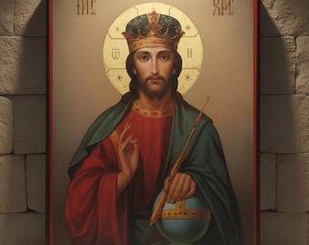 Handmade Jesus Christ Icon – Orthodox Wooden Religious Wall Art (6.3 x 4.7)
