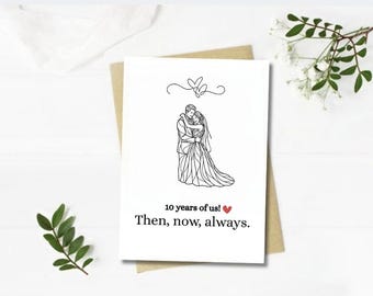 Biglietto personalizzato per il 10° anniversario / Regalo per la coppia per il 10° anniversario / Stampabile 5x7