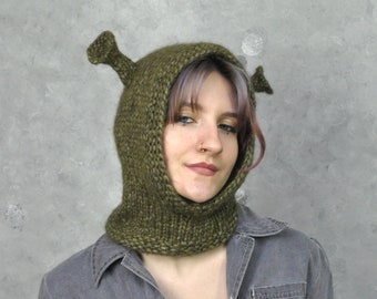 Hand-Knit Alpaca Wool Ogre Balaclava: Chunky Knit Alien Hat