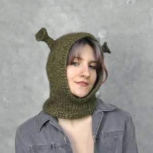 Hand-Knit Alpaca Wool Ogre Balaclava: Chunky Knit Alien Hat