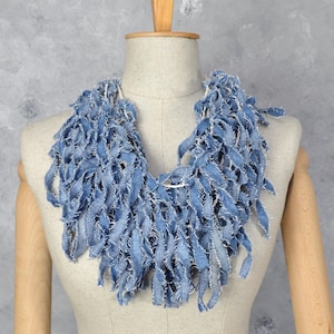 Recycled Denim Statement Necklace, Upcycled Denim Fabric Necklace, Handmade Necklace