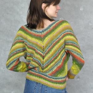Cottagecore Striped Hand Knit Sweater, Handmade Sweaters for Women, Artisan Christmas Gift for Her
