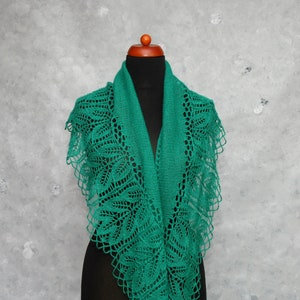 Handgestrickte Baby Alpaka Spitze Smaragd Schal: Perlen Brautschal