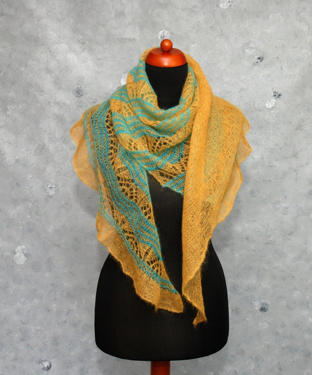 Lace Shawl Pattern Mohair Shawls Wraps Mustard Hand Knit Lace