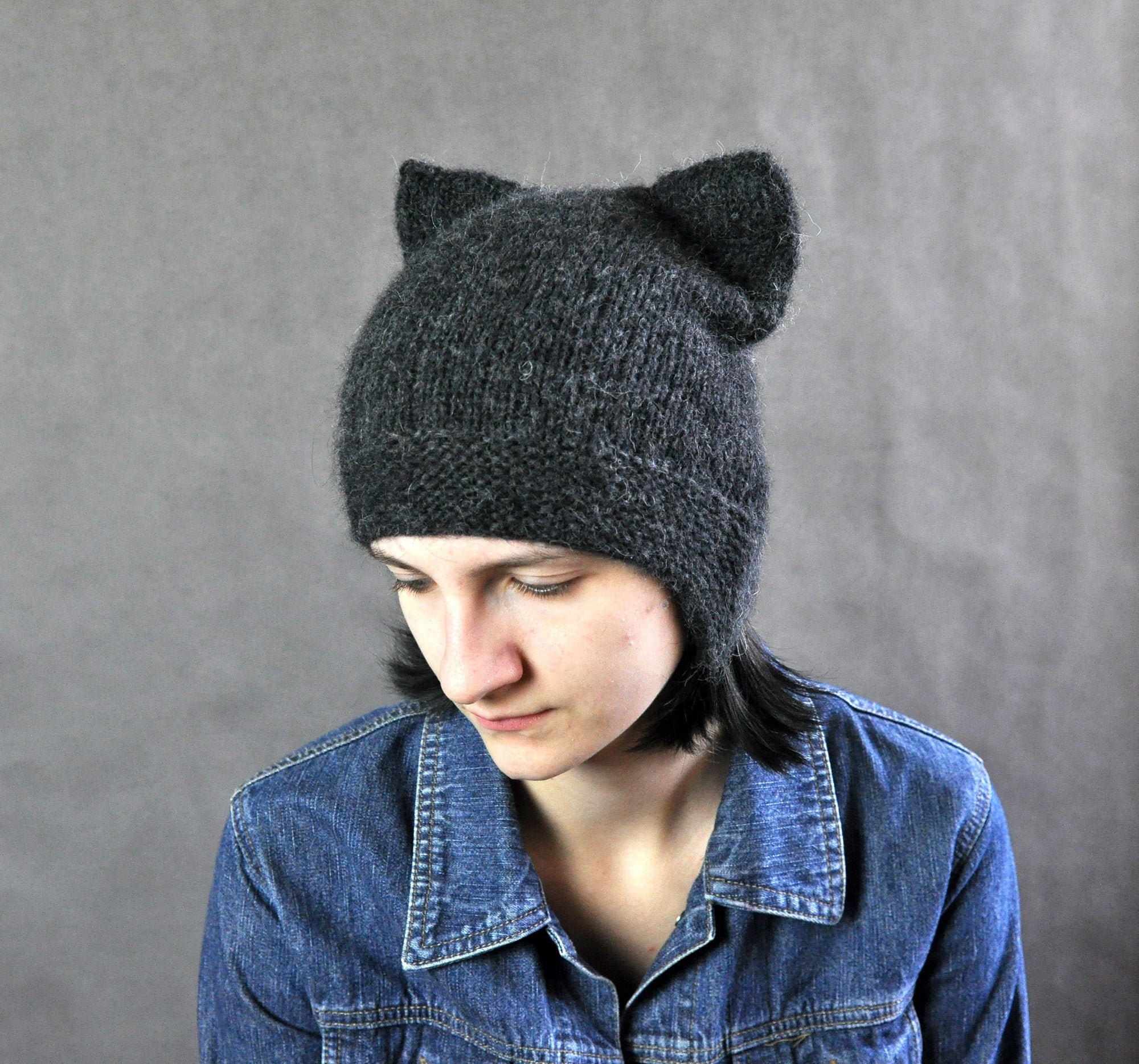 Knit Hat Mens Beanie Hat Wolf 
