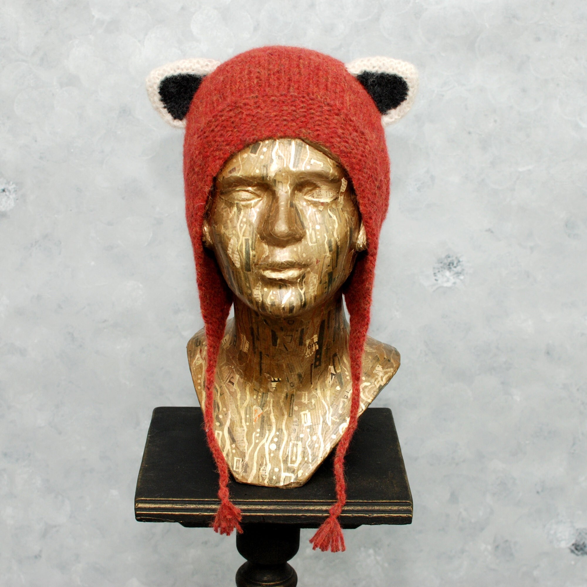 Red Panda Hat Alpaca Knit Beanie Hat 
