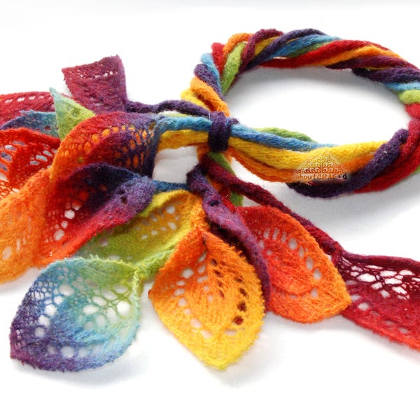 Rainbow free form necklace, Felt necklace