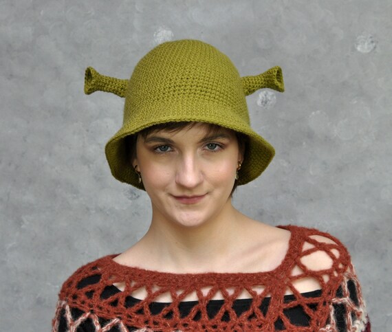 Crochet Shrek Bucket Hat Summer Bucket 