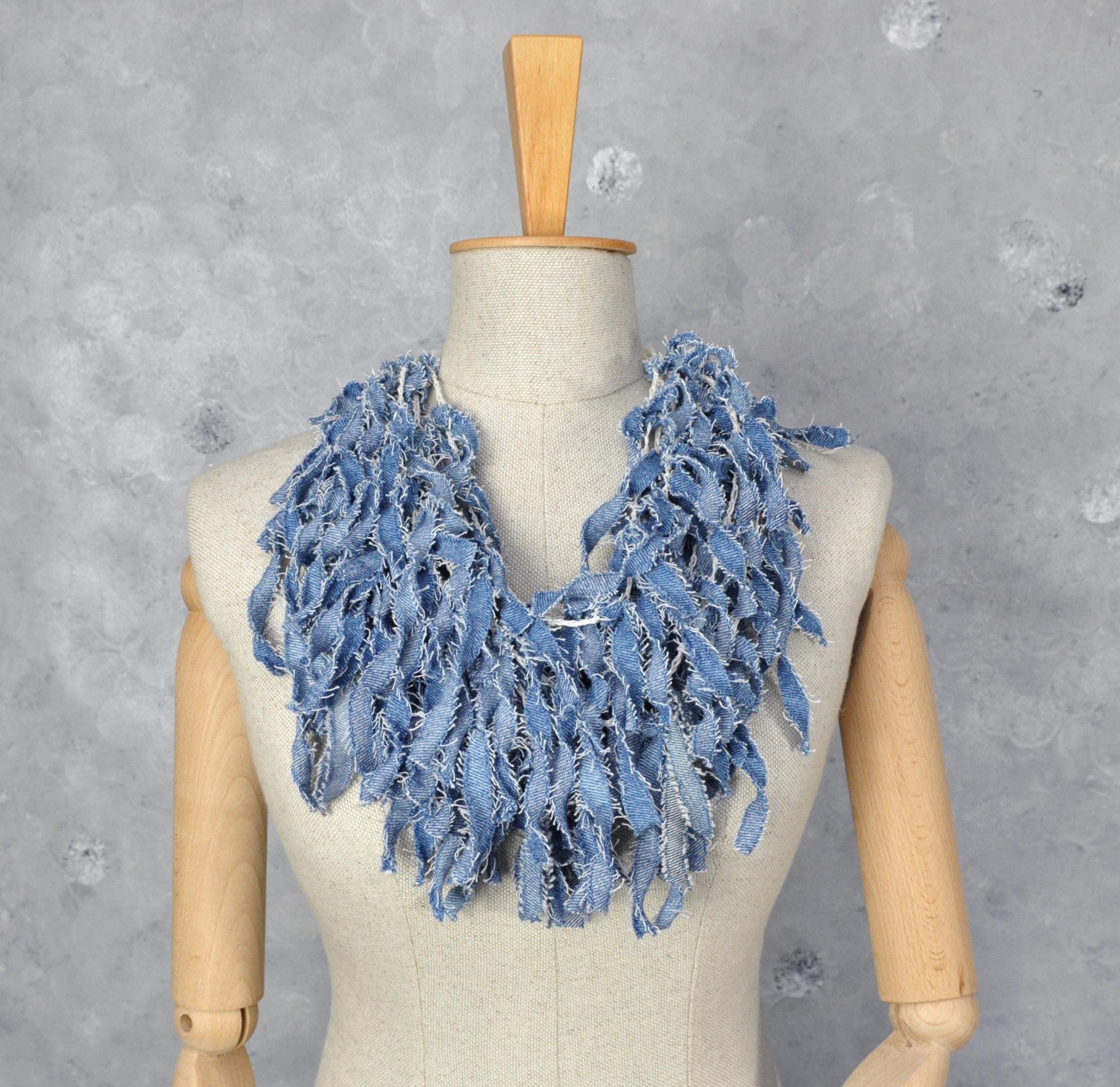 Collier Sautoir Bleu & Argenté à Pois Blancs - Idée Cadeau Ou Soirée - Neuf