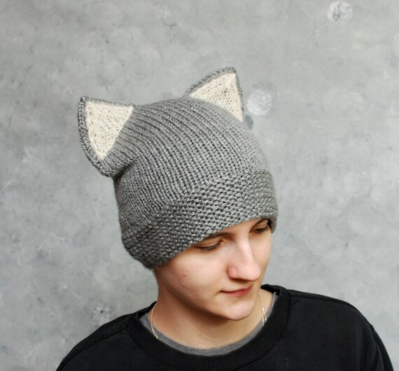 Hand Knit Animal Hat Knit Wolf Hat Wolf 