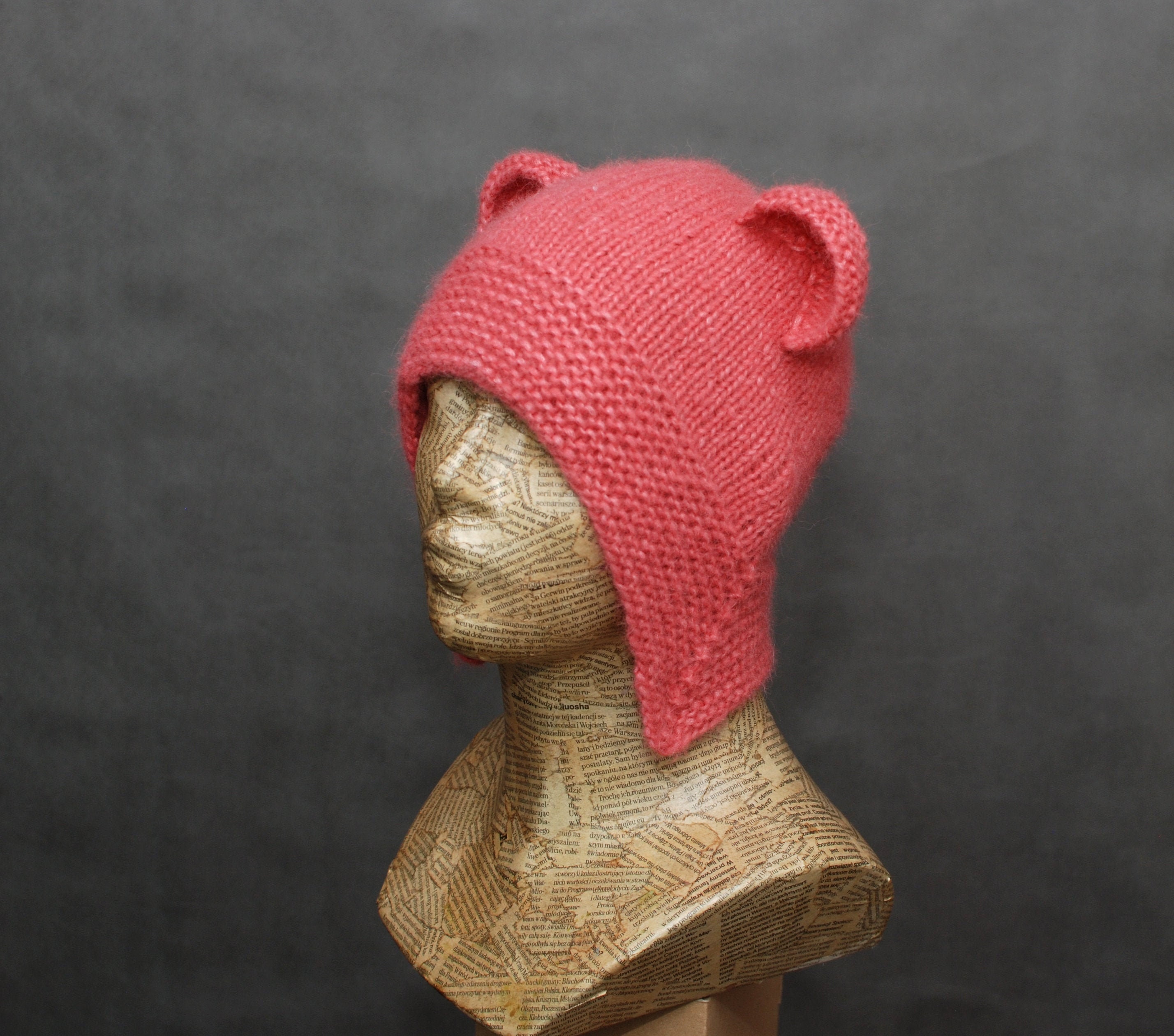 Knit Hat with Ears, Care Bears Knitted 