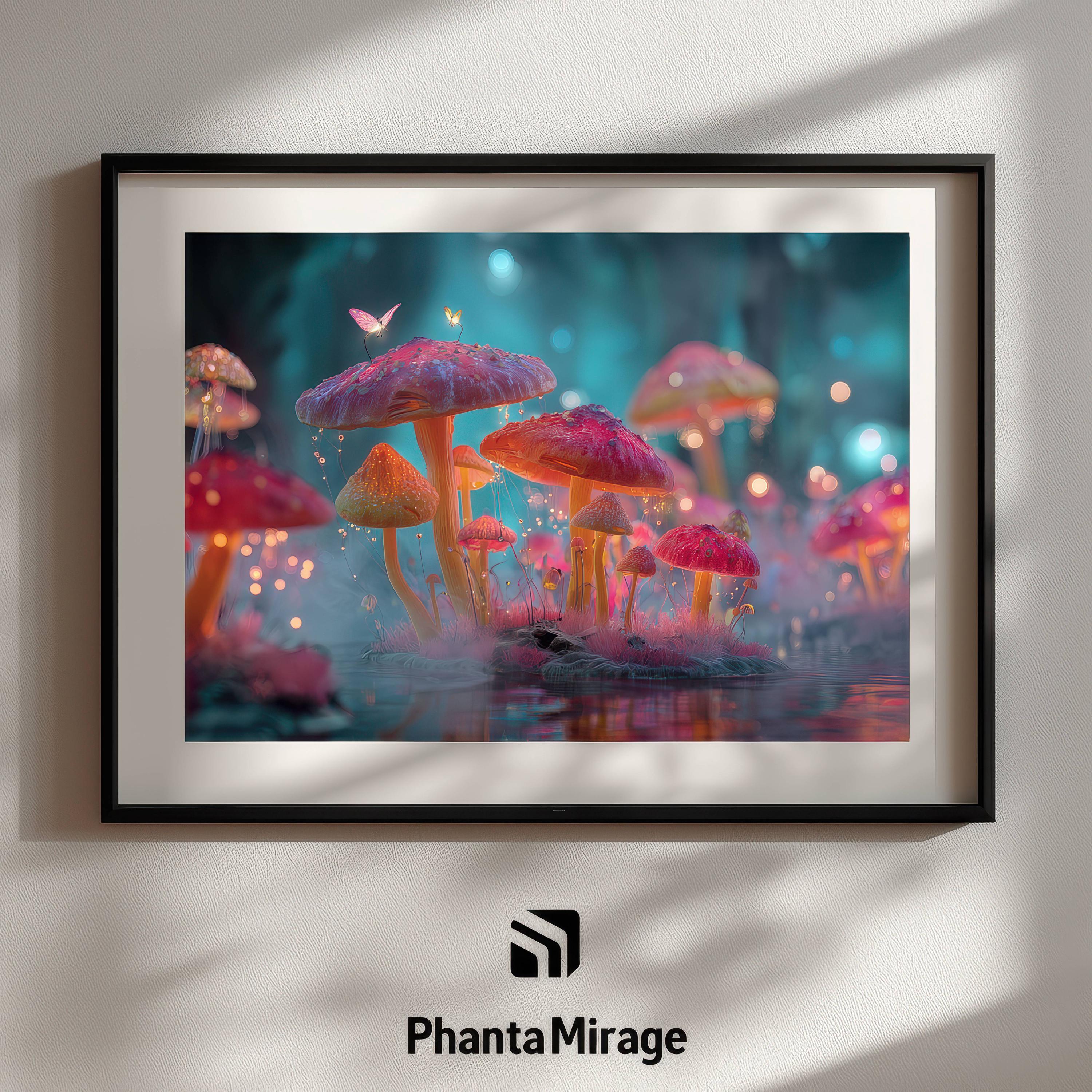 Glowing Mushroom Print • Surreal Fantasy Forest Wall Art - Etsy