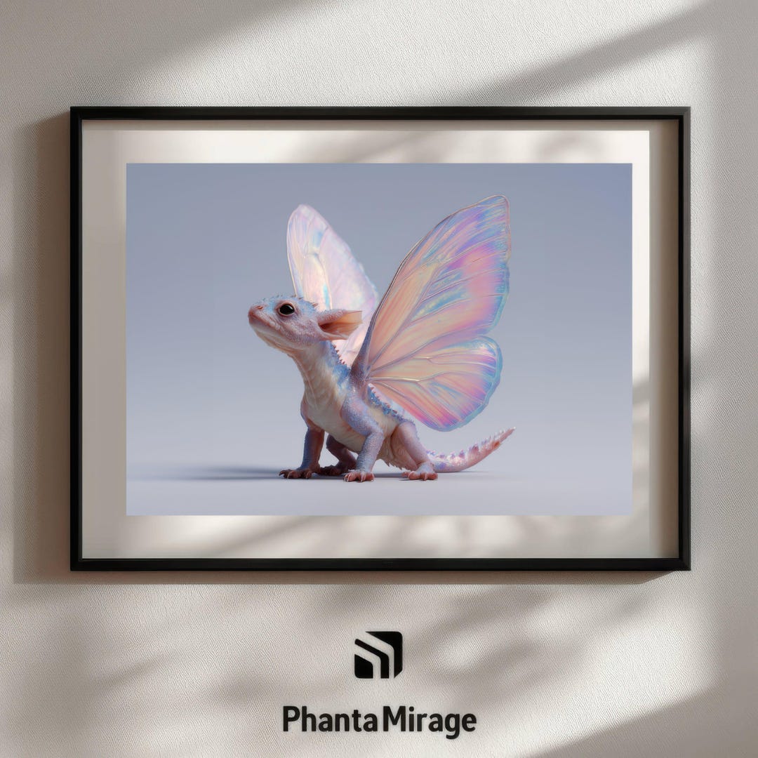 Baby Dragon Butterfly Art Print – Whimsical Fantasy Creature Poster ...