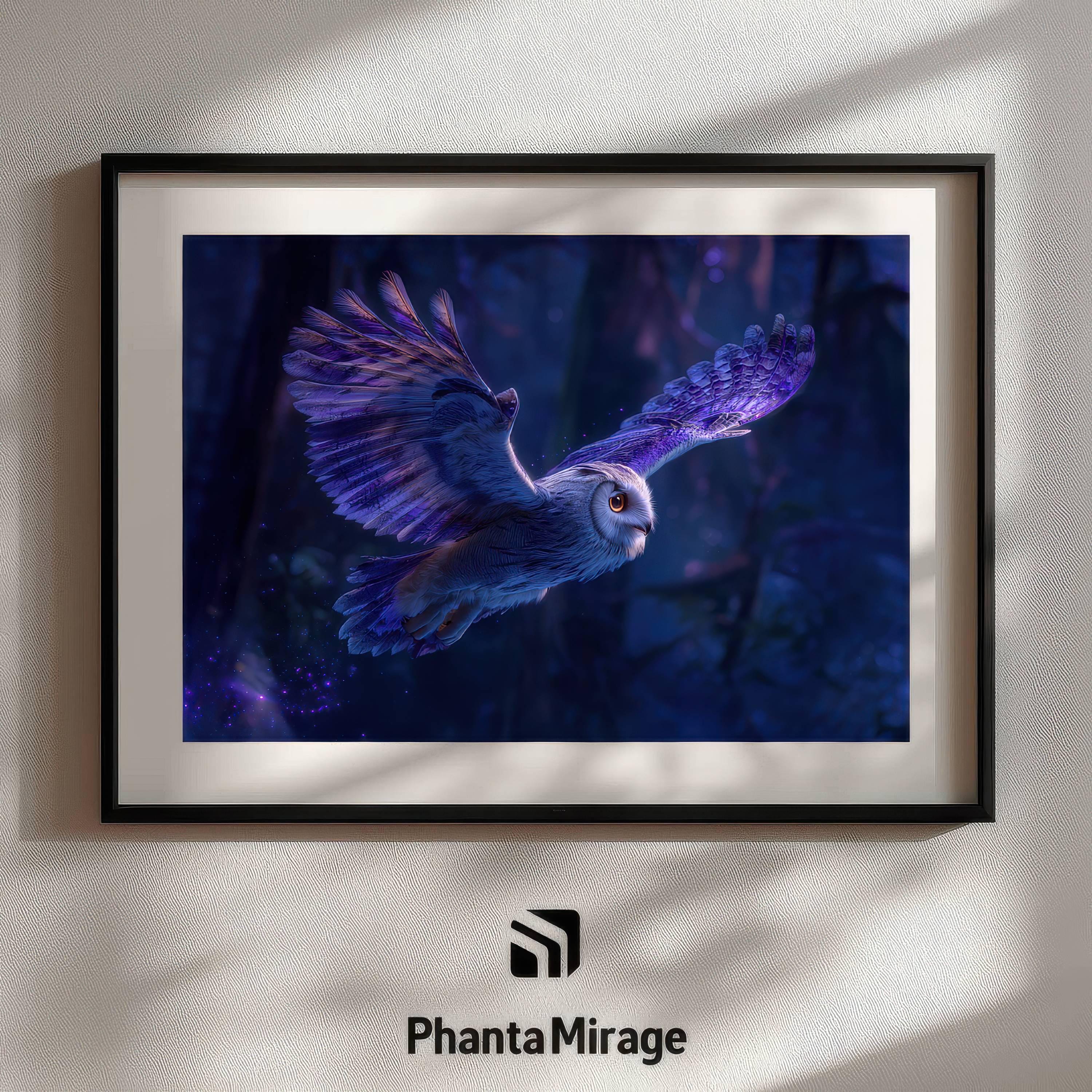 Mystic Owl Art Print – Fantasy Forest Guardian Poster – Nocturnal Magic Wall Decor