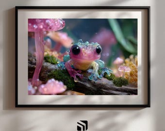 Mirana Mushroom Frog Art Print by PhantaMirage • Surreal Fantasy Wall Art • Whimsical Forest Poster