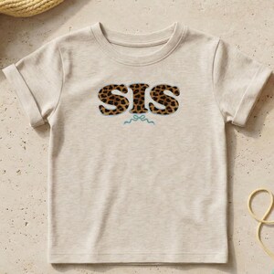 Western SIS Embroidered Patch PNG | Big Sister Gift, Sibling Announcement Print Design, Leopard & Turquoise Bow Coastal Cowgirl // WWTURQ