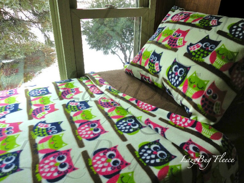 Owl Bed Set Girls Toddler Fleece Bedding Set 'Owls with Etsy