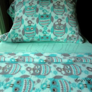 Owl Bedding Set Girls Toddler Aqua Fleece Bedding Set Handmade Etsy
