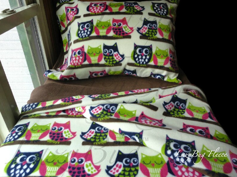 Owl Bed Set Girls Toddler Fleece Bedding Set 'Owls with Etsy