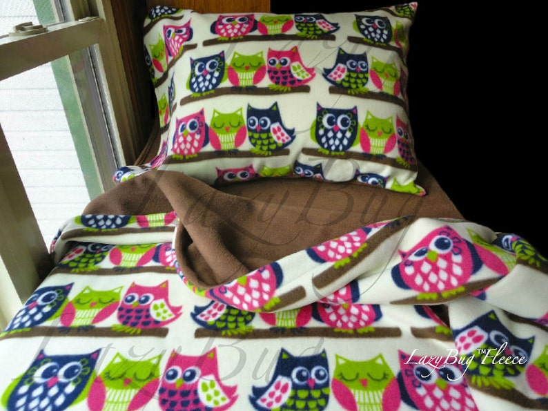 Owl Bed Set Girls Toddler Fleece Bedding Set 'Owls with Etsy