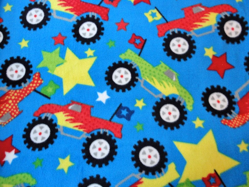 Monster Trucks on Blue Boys Toddler Bedding Fleece Bed Set Etsy