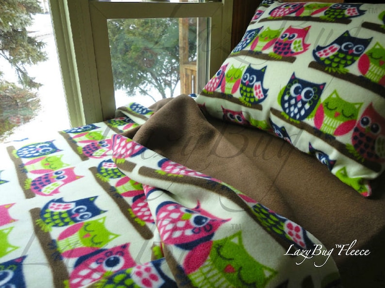 Owl Bed Set Girls Toddler Fleece Bedding Set 'Owls with Etsy