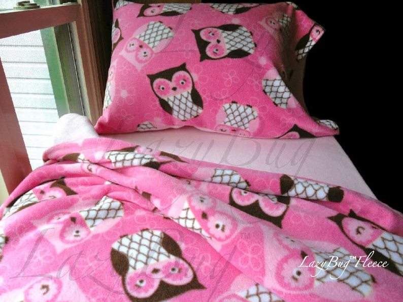 Girls Owl Bedding Baby Toddler Size Fleece Set Image 0