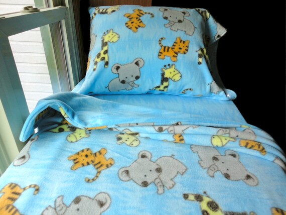 Jungle Animals Blue Bedding Set Handmade Fleece Bed Set Fits Etsy