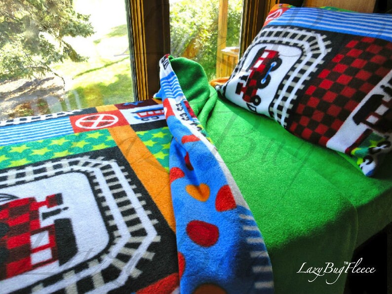 Boys Fleece Train Bedding Toddler Baby Set Etsy