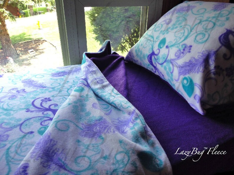 Peacock Bedding Girls Toddler Fleece Bedding Set Handmade Fits Etsy
