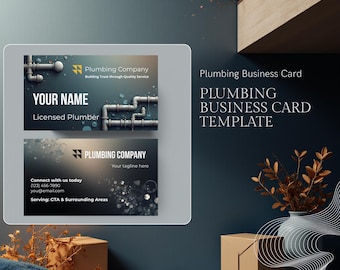 Modello di biglietto da visita per idraulico Canva / Fronte e retro modificabili / Biglietto da visita per idraulico moderno / Download immediato in PDF