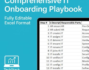 Umfassendes IT Onboarding Playbook | Bearbeitbarer Excel-Leitfaden & Checkliste für IT- und HR-Teams