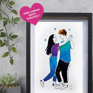 Personalized portraits, watercolor and ink, A4 or A3 300g paper, from 1 photo or more, ready to be framed/gifted, Jolies Bobines image 10