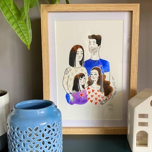 Personalized portraits, watercolor and ink, A4 or A3 300g paper, from 1 photo or more, ready to be framed/gifted, Jolies Bobines image 3