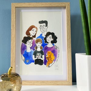 Personalized portraits, watercolor and ink, A4 or A3 300g paper, from 1 photo or more, ready to be framed/gifted, Jolies Bobines image 2