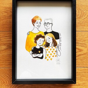 Personalized portraits, watercolor and ink, A4 or A3 300g paper, from 1 photo or more, ready to be framed/gifted, Jolies Bobines image 4