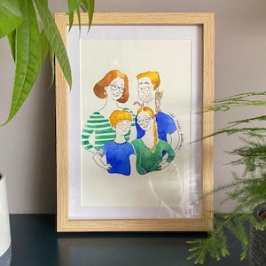 Personalized portraits, watercolor and ink, A4 or A3 300g paper, from 1 photo or more, ready to be framed/gifted, Jolies Bobines image 5