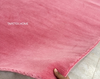 Hand-Tufted New Zealand Wool Rug | Solid Pink Plush Carpet