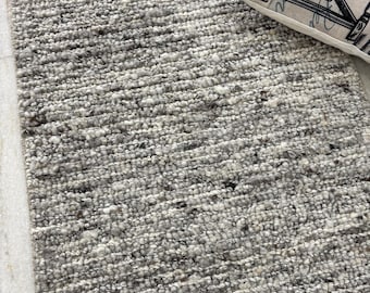 Handwoven Chunky Wool Area Rug | Textured Loop Pile Carpet, Scandinavian Style