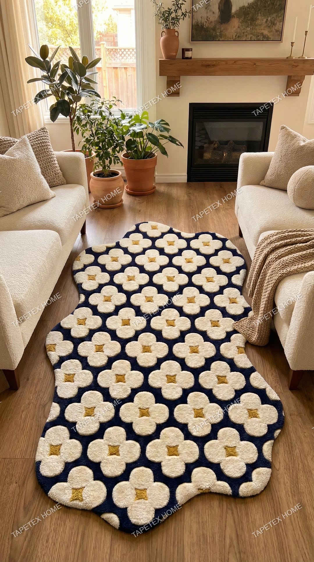 Rug Pattern Normal Hand-tufted Irregular Rug – Floral Pattern, New Zealand Wool Area ...