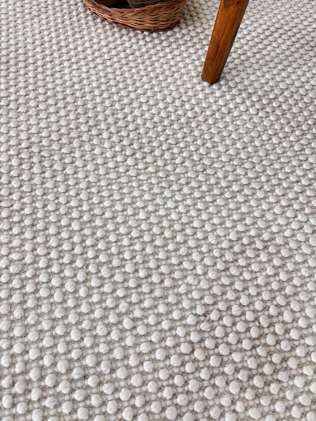 Hand Knitted Rug Chunky Wool Loop in Ivory and Beige, Runner - Etsy