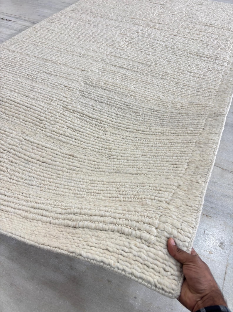 Hand-Knitted Chunky Wool Rug - Soft Natural Textured Rug for Living Room, Nursery, or Bedroom image 2