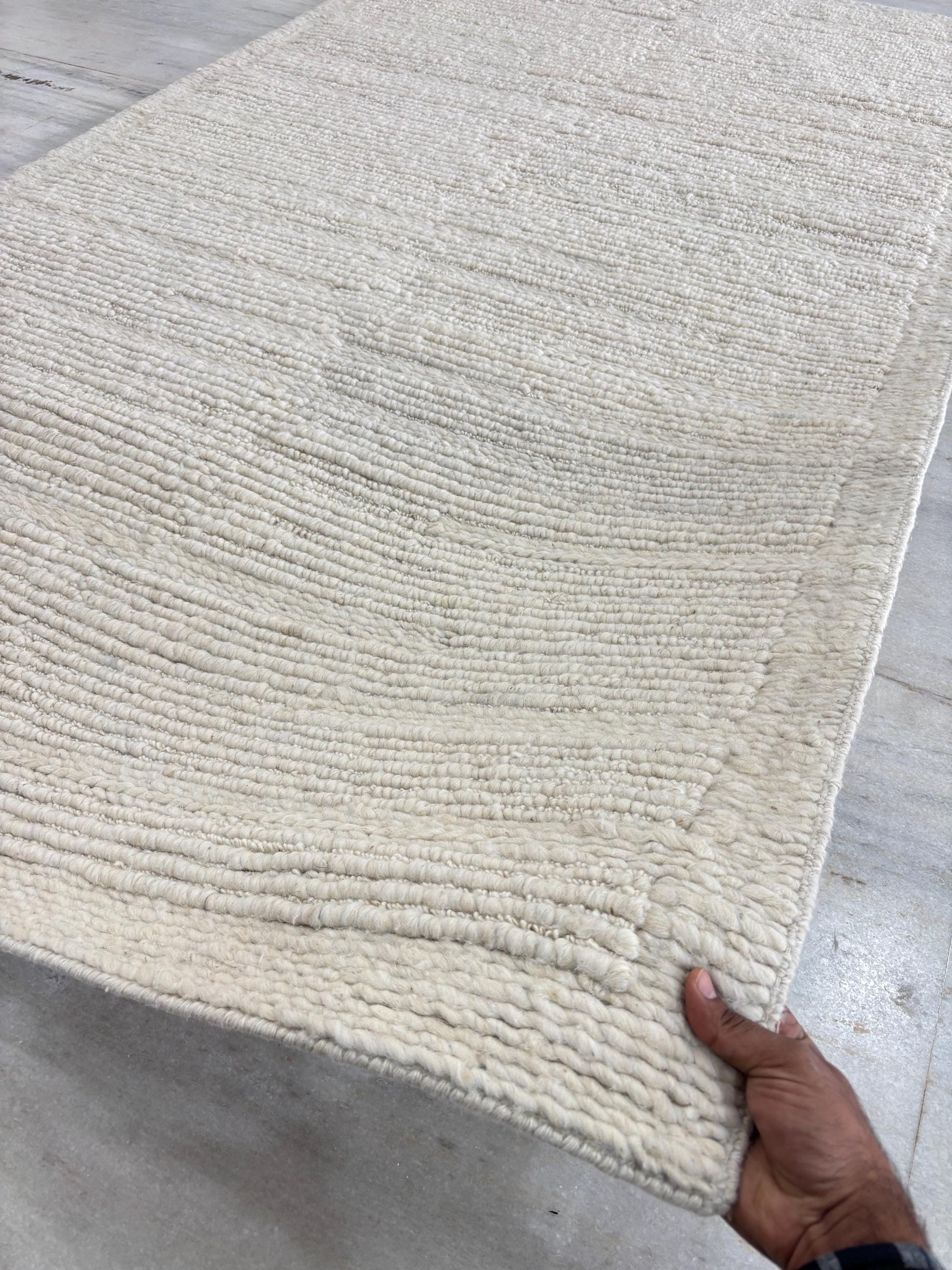 Wool Knit Rug Hand-knitted Chunky Wool Rug - Soft Natural Textured Rug for Living ...