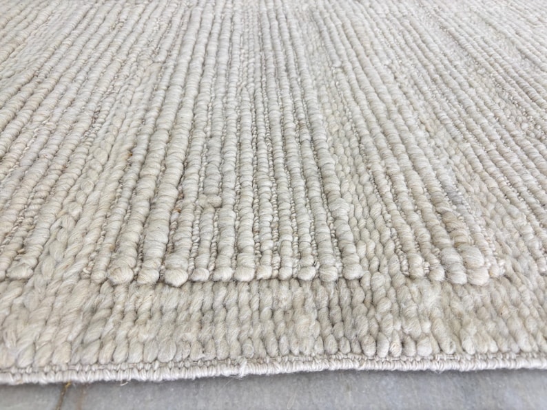 Hand-Knitted Chunky Wool Rug - Soft Natural Textured Rug for Living Room, Nursery, or Bedroom image 9