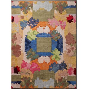 Gallery Style Abstract Wool Rug - Hand Tufted Statement Art Carpet, Contemporary Painterly Modern Design