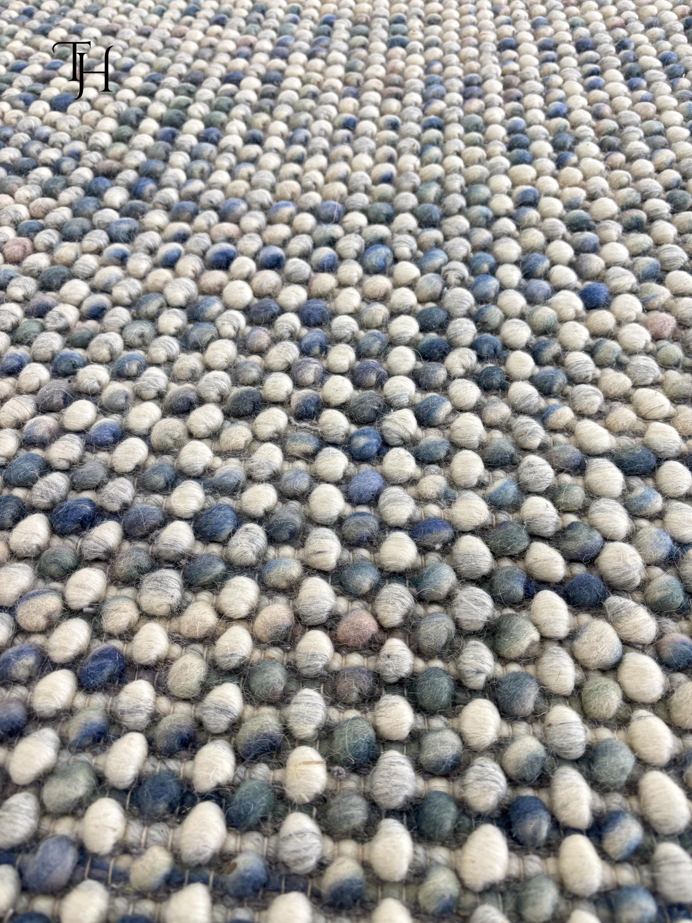 Wool Looped Rug Hand Knitted Chunky Wool Loop Area Rug, Multi Color, Runner ...