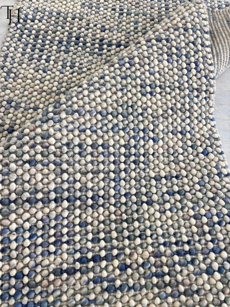 Solid Loop Rug Hand Knitted Chunky Wool Loop Area Rug, Multi Color, Runner ...