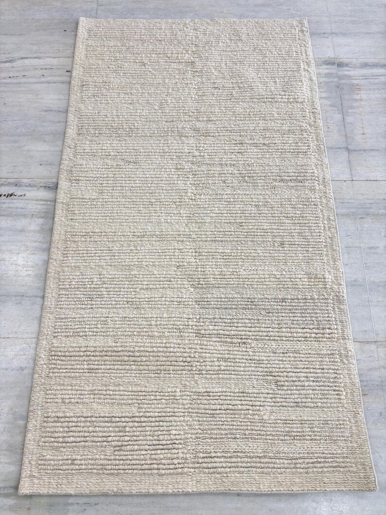 Hand-Knitted Chunky Wool Rug - Soft Natural Textured Rug for Living Room, Nursery, or Bedroom image 3